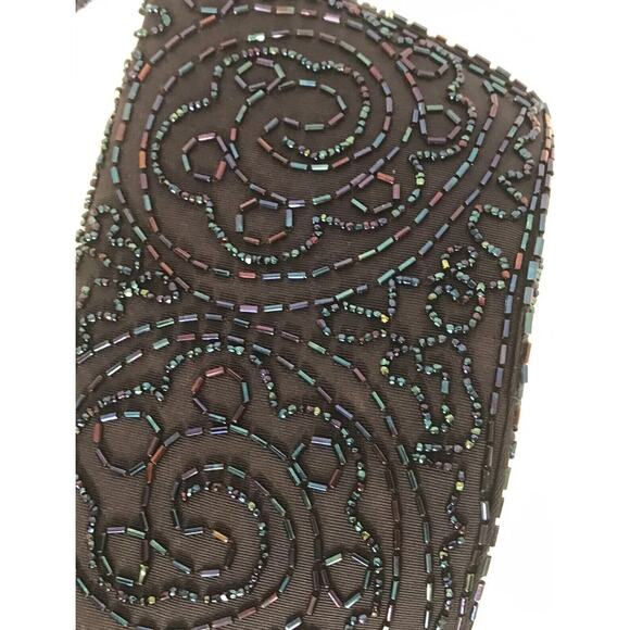 Silk Taffeta Beaded Bucket Purse Handbag Embellished Rauf Co Snap Vintage - Picture 6 of 16